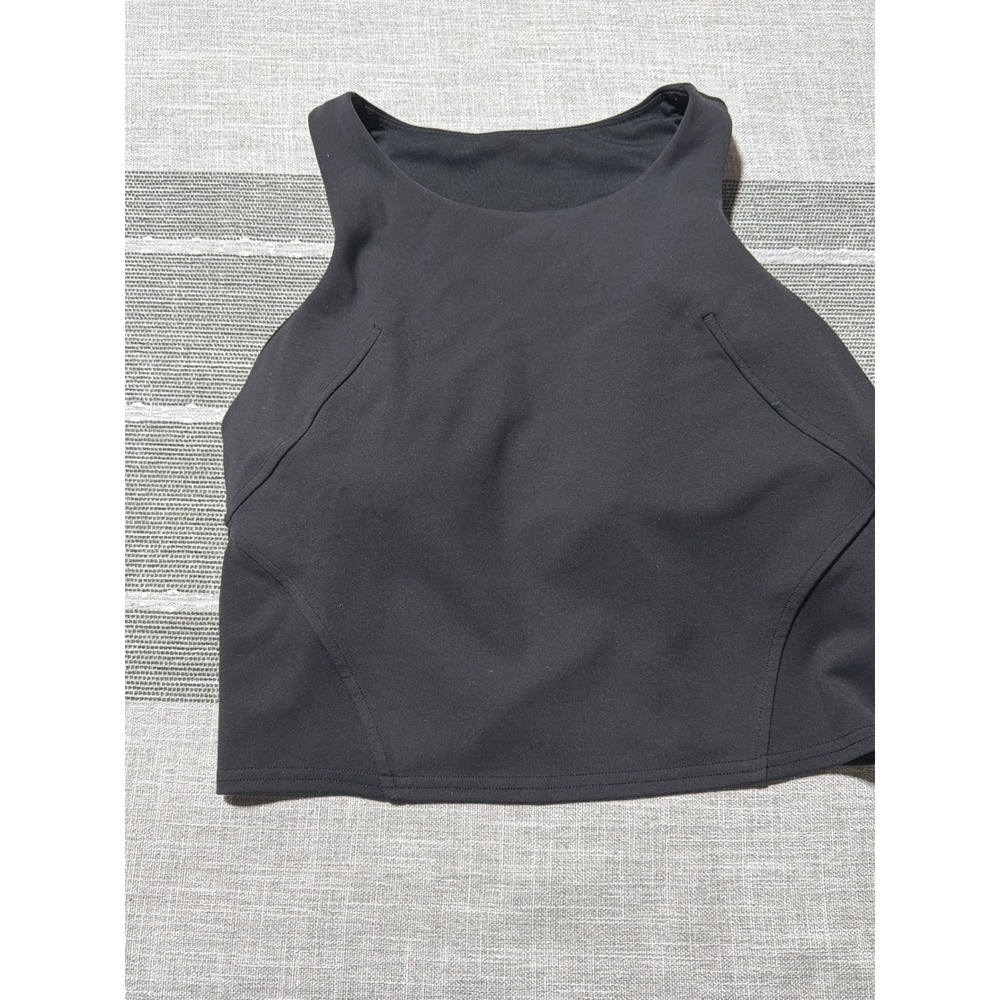 Lululemon Black  High Neck Yoga Athletic Crop Top Tank Size 8